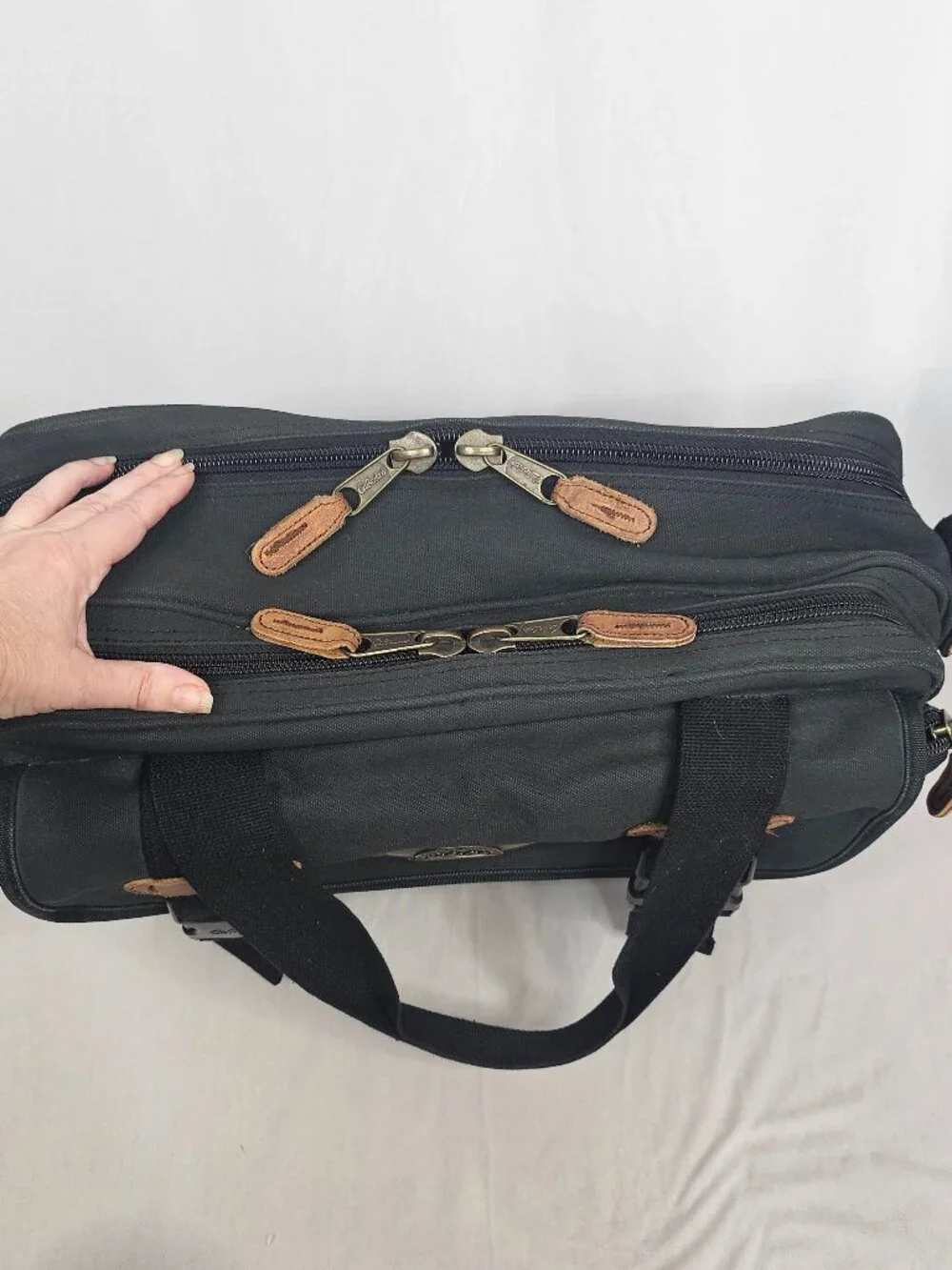 Cabela's | Canvas Leather Messenger Laptop Travel Bag | Black